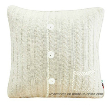 Taie d&#39;oreiller en housse de coussin avec boutons en tricot acrylique (C14106)